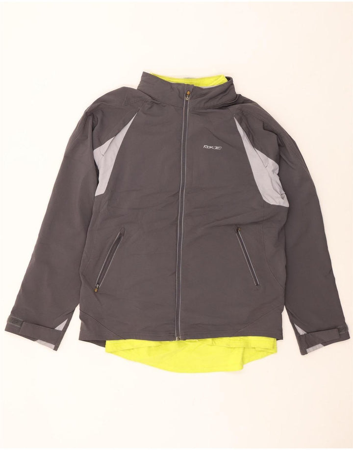 Giacca a vento da uomo REEBOK UK 40 Large in poliestere color block grigio