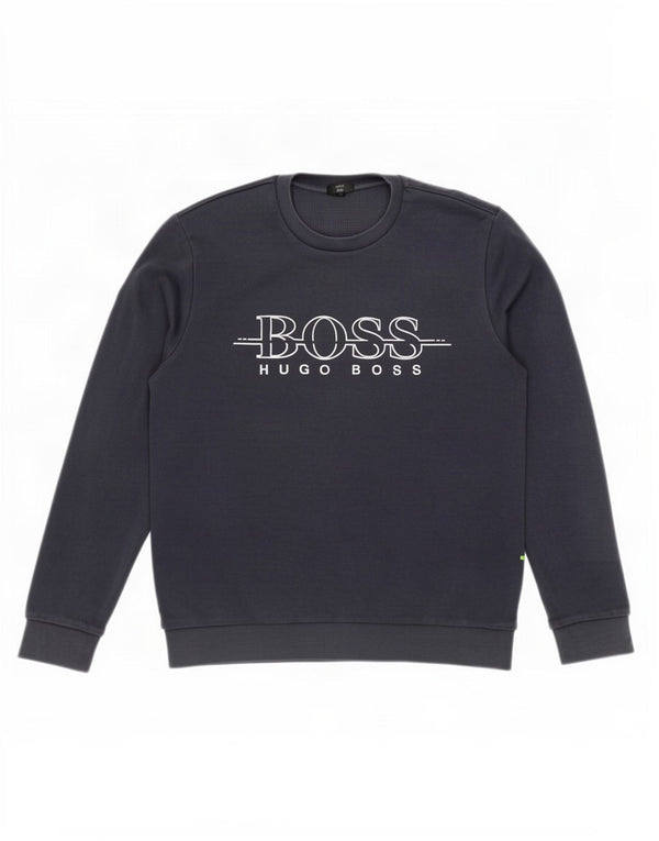Hugo Boss Felpa da uomo con grafica slim fit, grande, in cotone blu navy