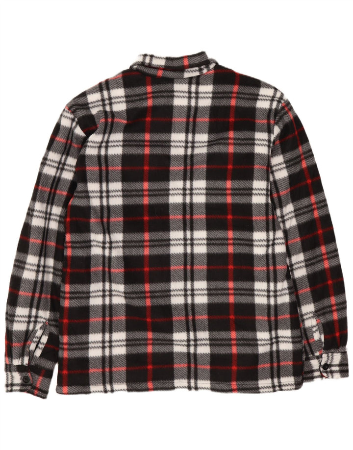 Camicia vintage in flanella da boscaiolo Sherpa da uomo in poliestere scozzese medio nero