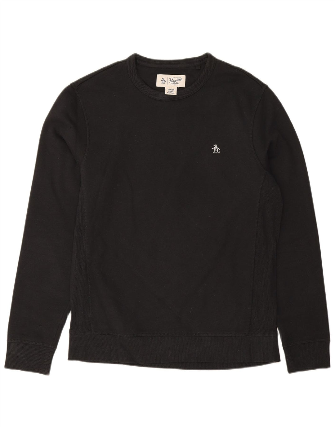 PENGUIN Mens Sweatshirt Jumper Small Black Cotton