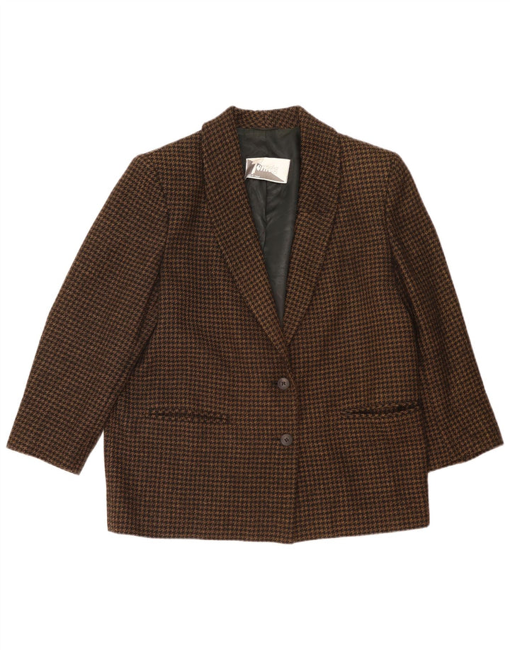 Giacca blazer vintage da donna a 2 bottoni vestibilità ampia IT 48 XL pied de poule nero