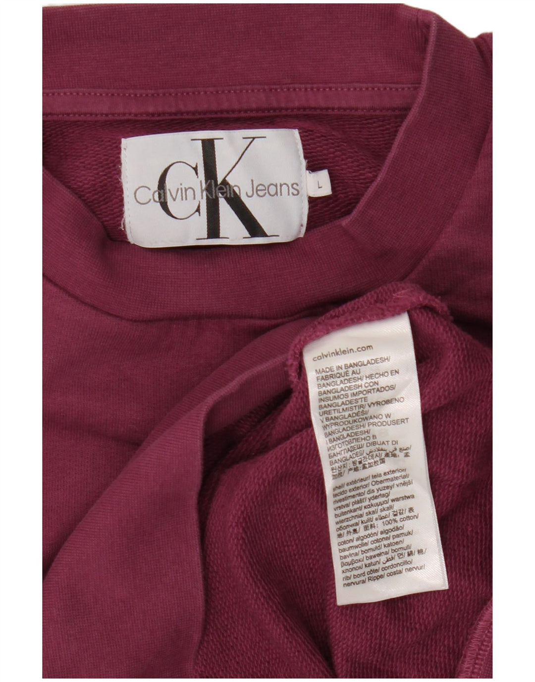 CALVIN KLEIN JEANS Felpa con grafica da donna Maglione UK 16 Large Viola