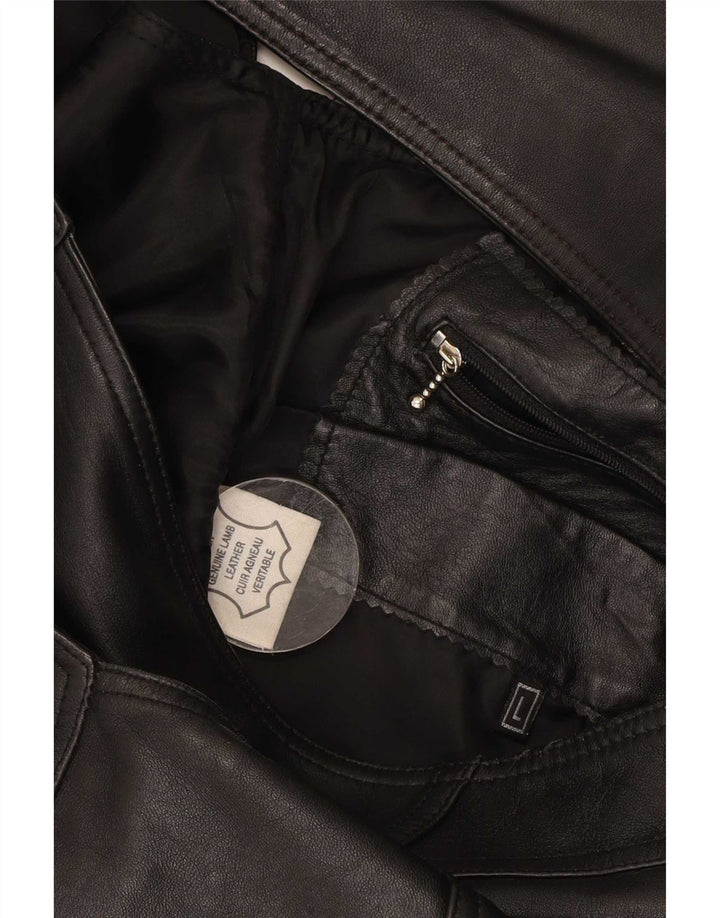 Gilet in pelle da uomo vintage grande in pelle nera