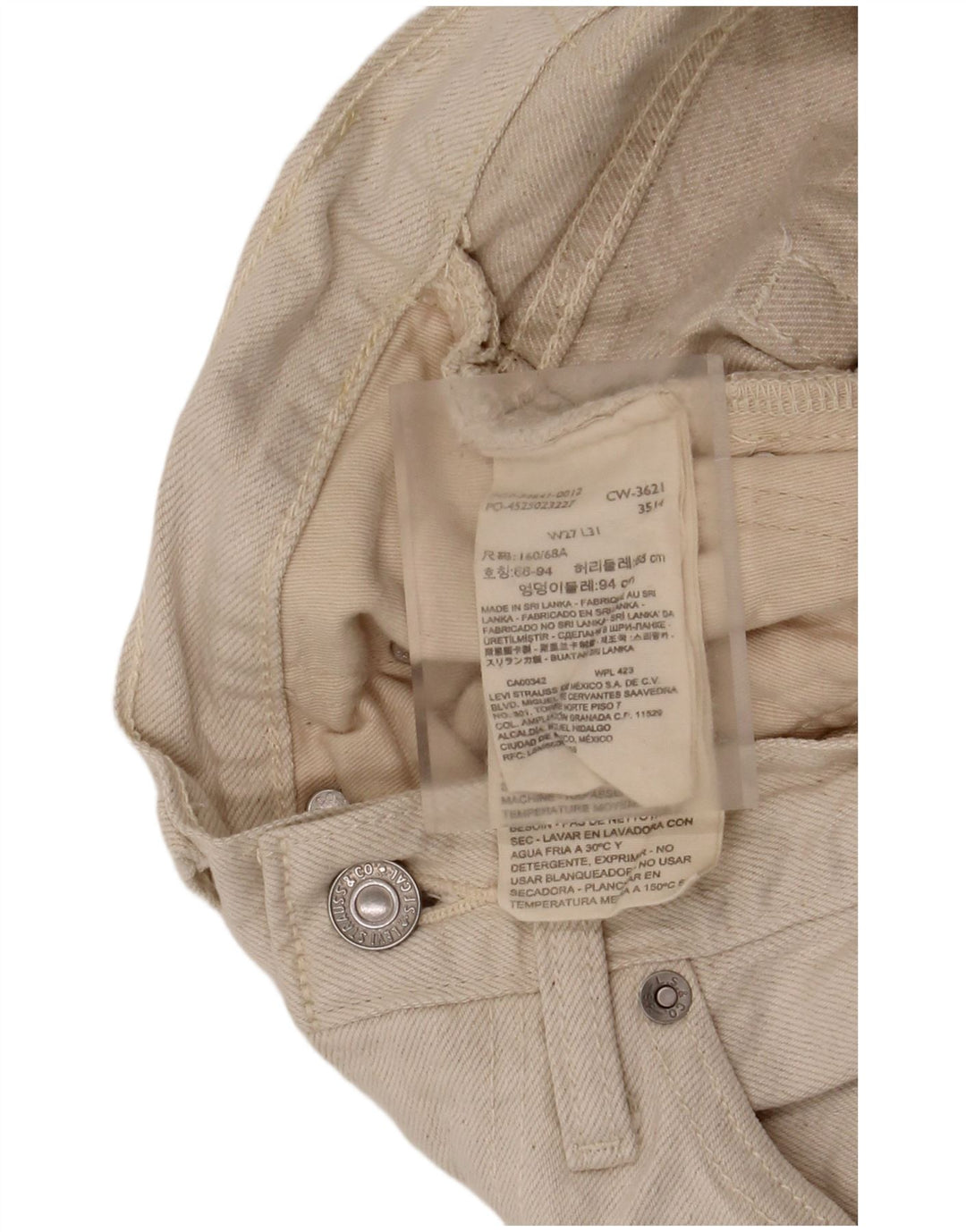 Jeans larghi da donna a vita alta Levi's W27 L31 cotone beige