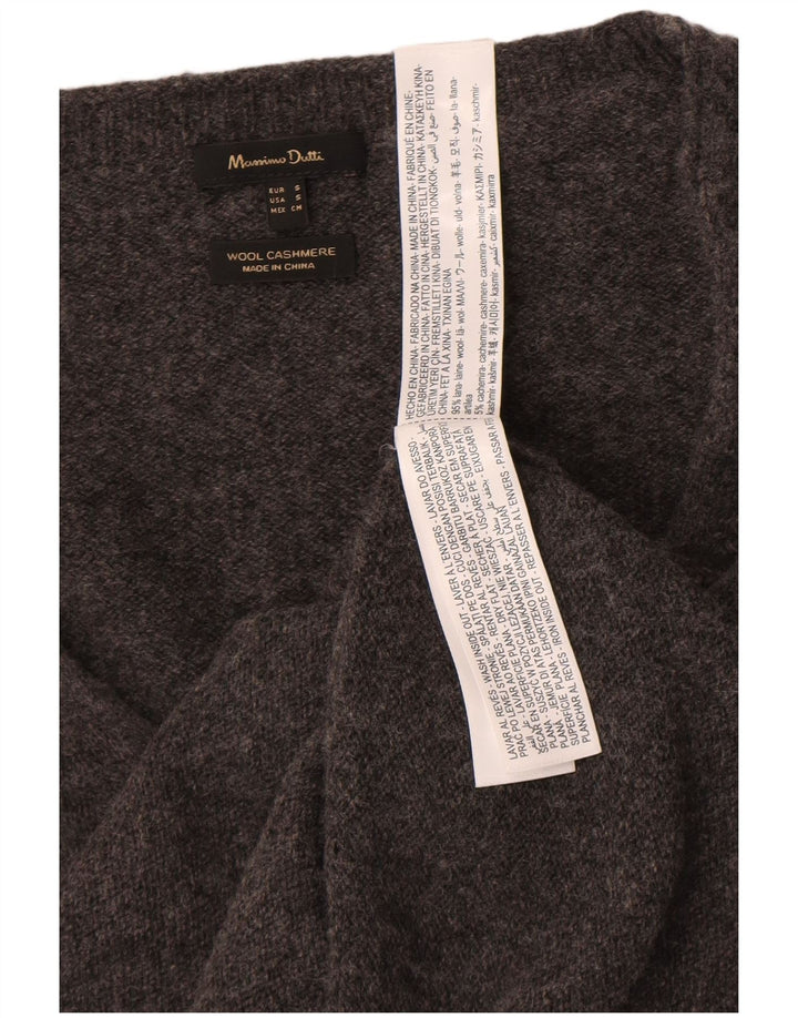 Maglione da donna con scollo a V Massimo Dutti UK 10 piccolo in lana grigia