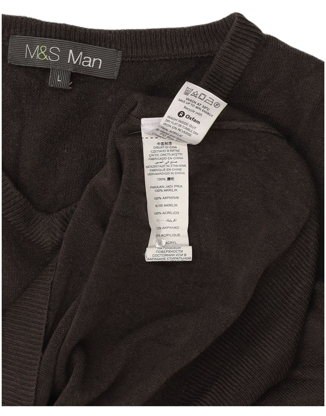 Maglione da uomo con scollo a V Marks & Spencer grande acrilico grigio
