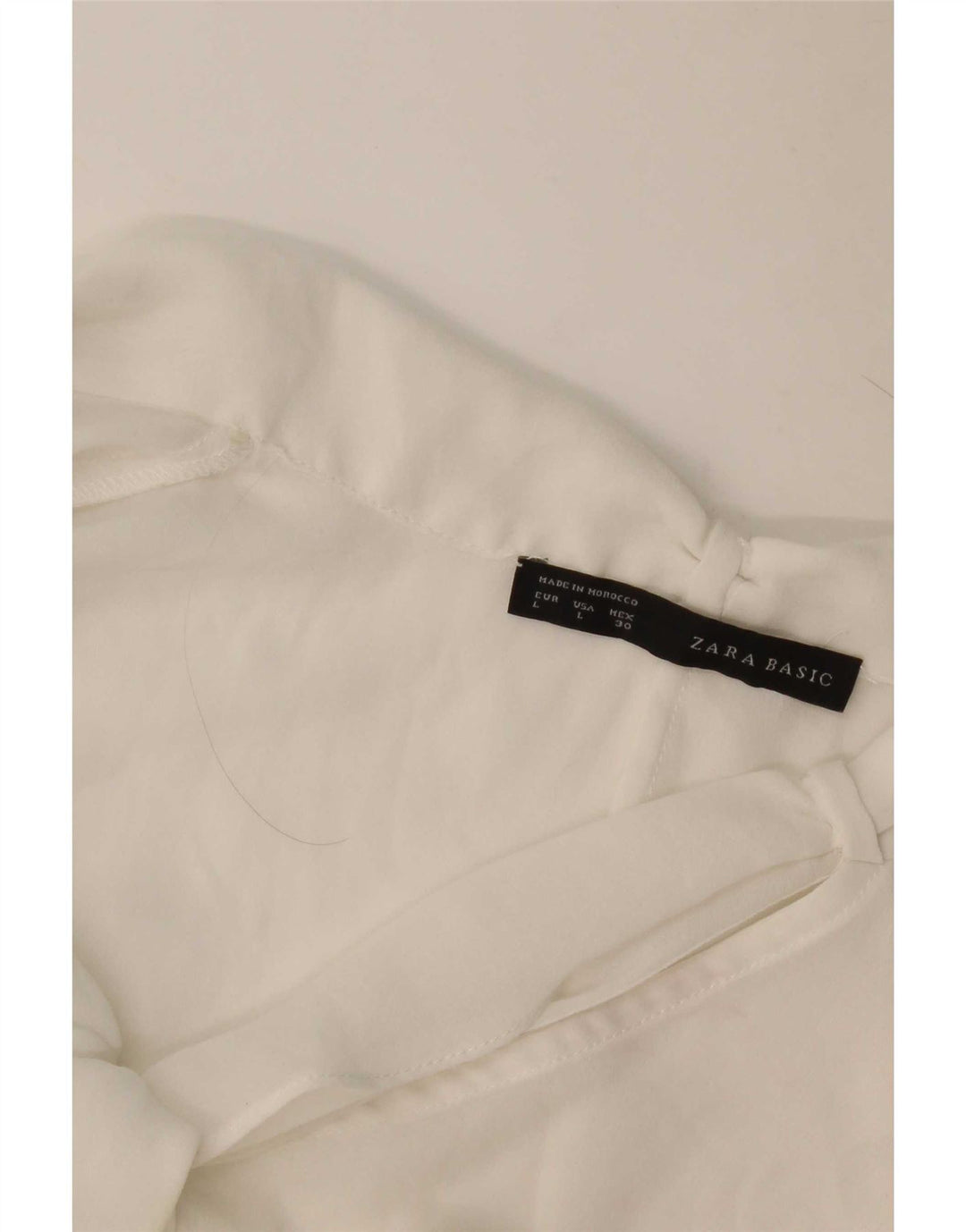Top Zara da donna a maniche lunghe con cravatta frontale trasparente UK 16 grande bianco