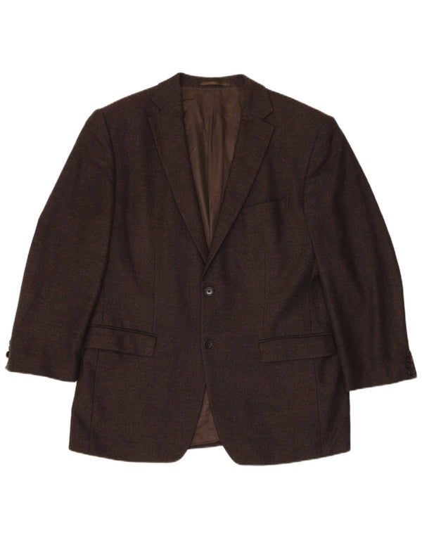 COLOMBO Giacca blazer da uomo a 2 bottoni EU 54 2XL Cashmere a spina di pesce marrone