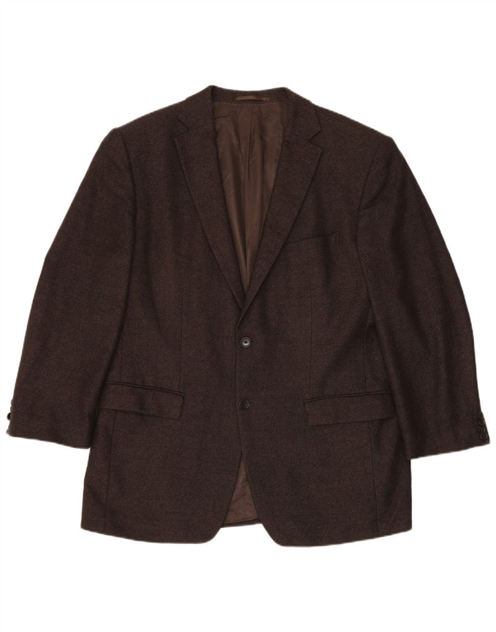 COLOMBO Giacca blazer da uomo a 2 bottoni EU 54 2XL Cashmere a spina di pesce marrone