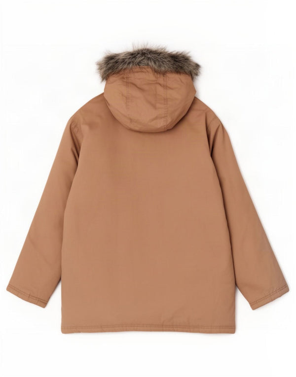 Giacca Parka imbottita con cappuccio da donna Reebok UK 16 Large Beige Cotton