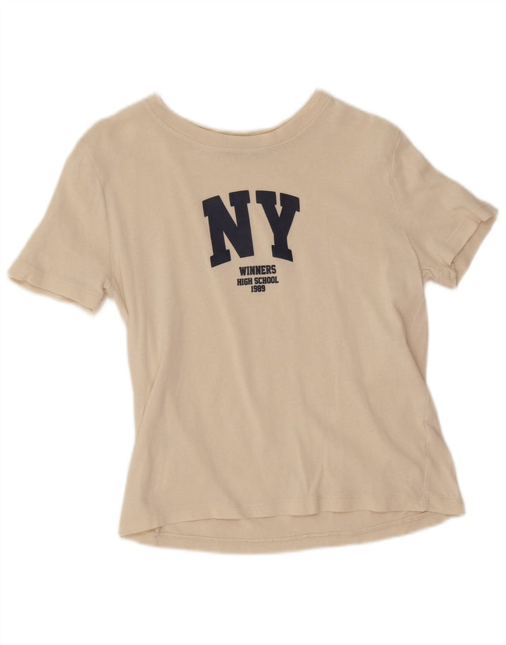 T-shirt grafica da donna Zara Top UK 12 bianco medio