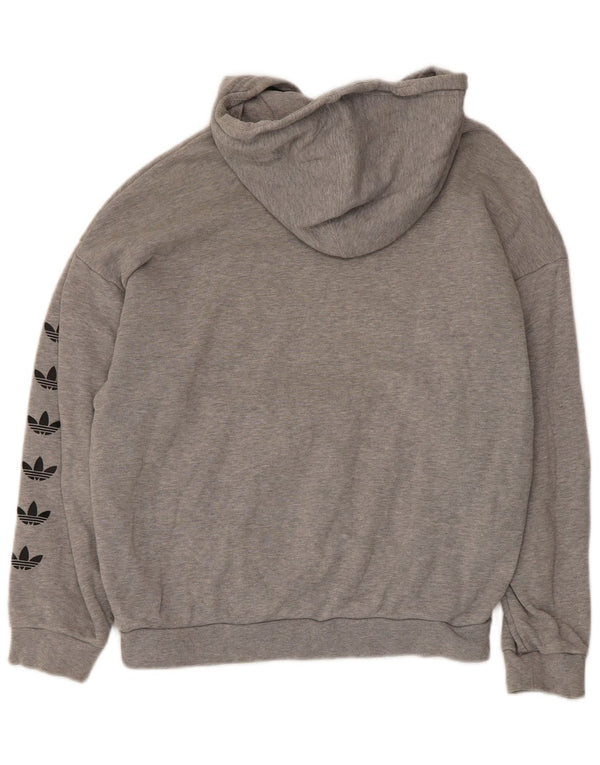 Felpa con cappuccio oversize grafica da donna Adidas UK 6 XS cotone grigio