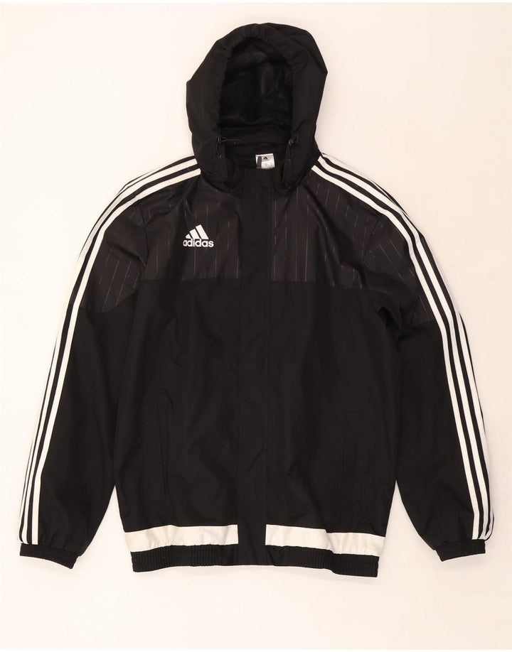 Giacca sportiva da uomo con cappuccio ADIDAS, poliestere color block medio nero