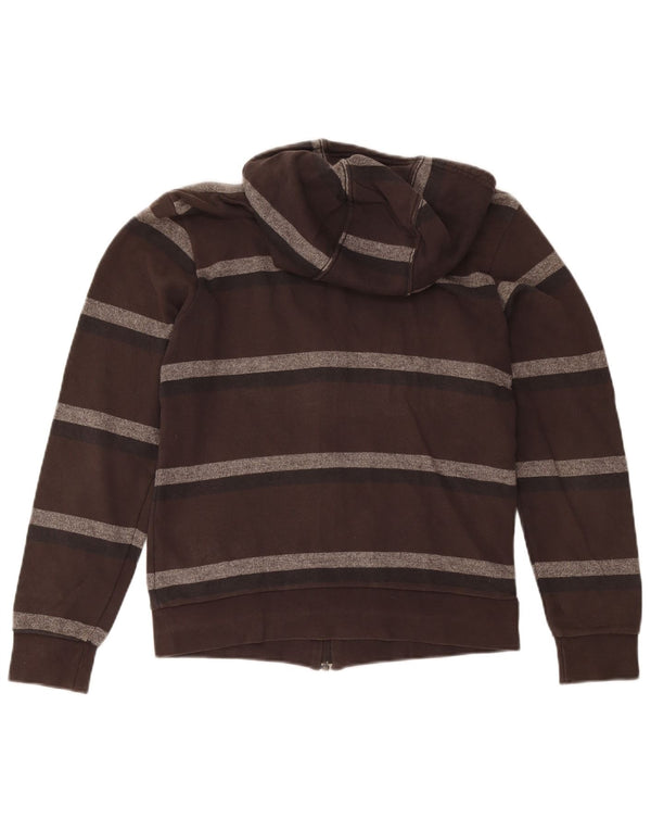 Adidas Womens Graphic Zip Hoodie Sweater UK 10 Small Brown Striped Cotton