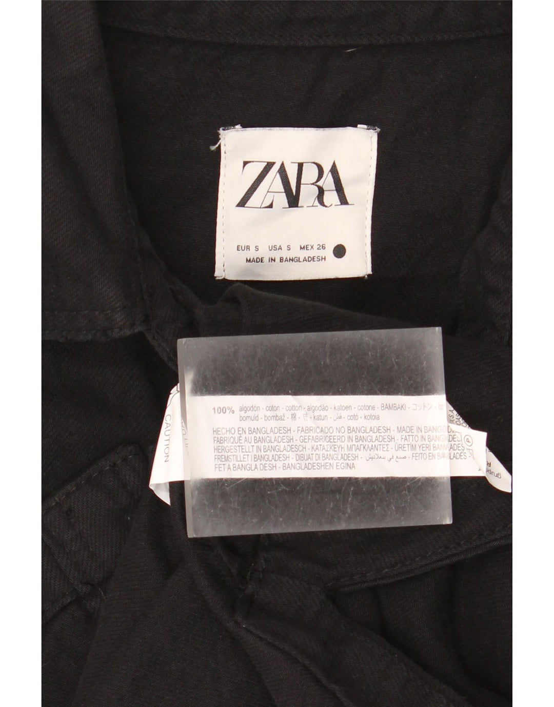 Camicia in denim oversize da donna Zara UK 10 piccola in cotone nero
