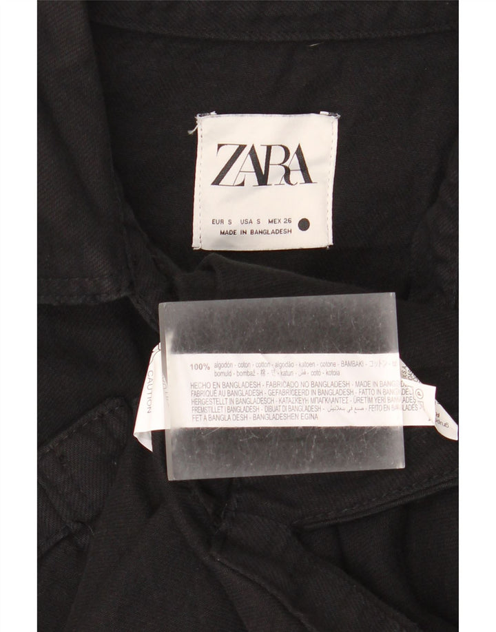 Camicia in denim oversize da donna Zara UK 10 piccola in cotone nero