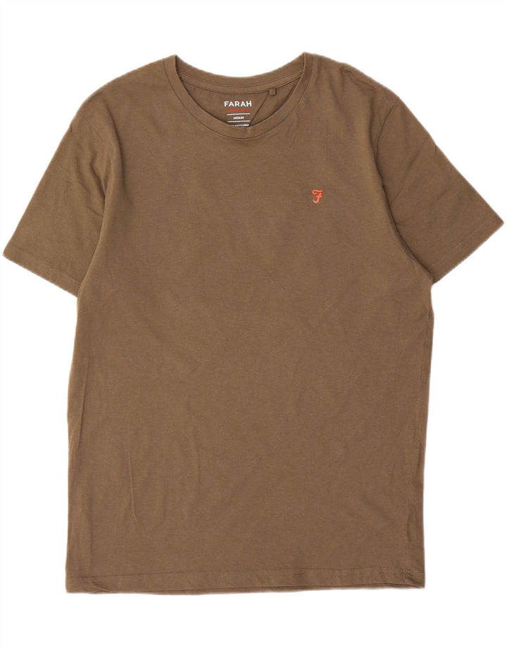 T-shirt da uomo Farah Top in cotone kaki medio