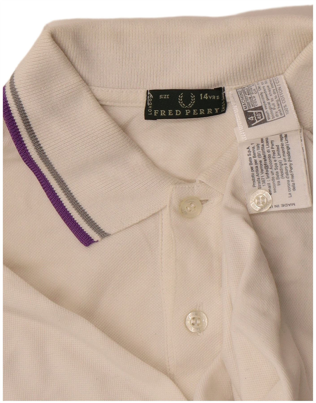 Polo Fred Perry da bambino 13-14 anni in cotone bianco sporco