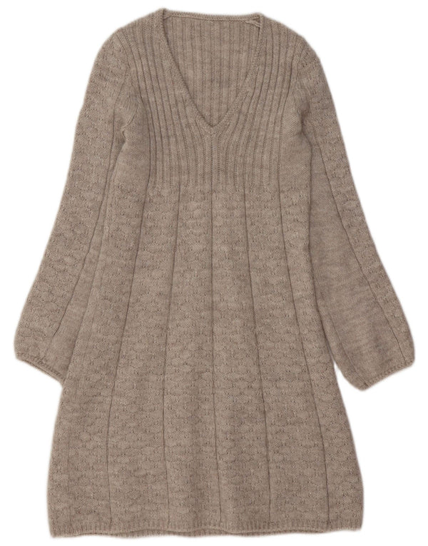 Abito maglione da donna VINTAGE UK 10 piccolo acrilico beige
