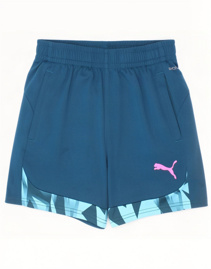 Pantaloncini sportivi Puma da bambino 9-10 anni in poliestere geometrico blu