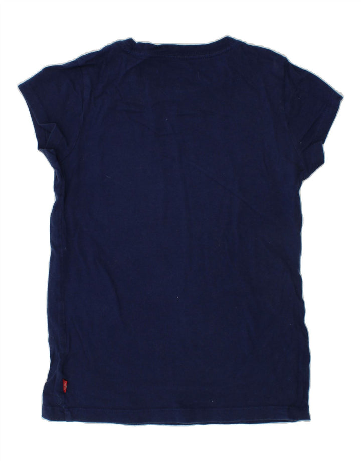 LEVI'S Girls Graphic T-Shirt Top 9-10 Years Medium Navy Blue Vintage Levi's and Second-Hand Levi's from Messina Hembry 