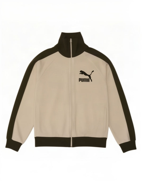 Giacca da tuta grafica da uomo Puma Large in poliestere color block bianco