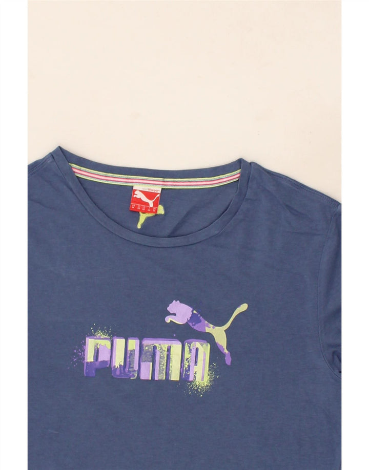 PUMA Womens Graphic T-Shirt Top UK 12 Medium Blue Cotton Vintage Puma and Second-Hand Puma from Messina Hembry 