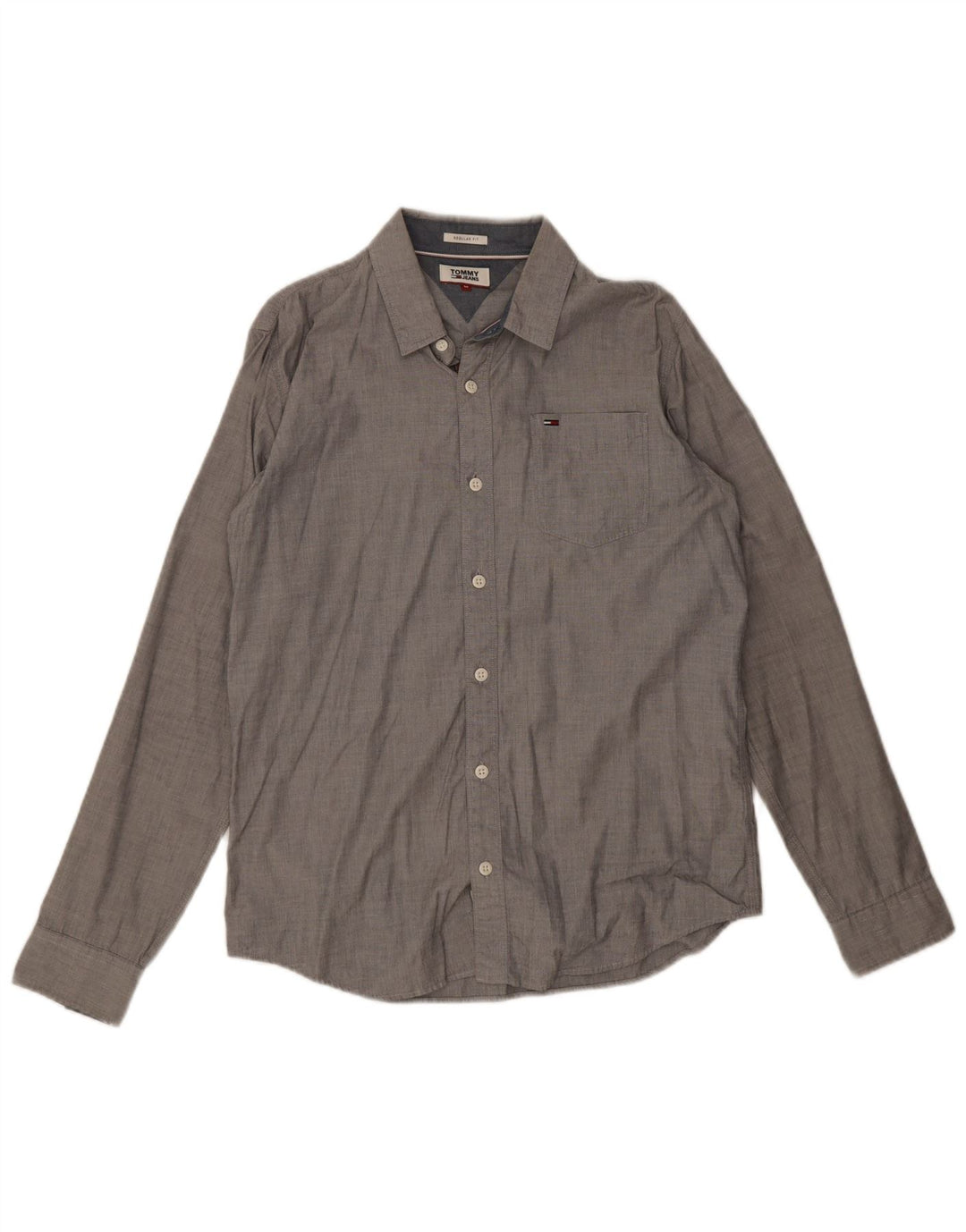 Camicia da uomo Regular Fit Tommy Hilfiger in cotone grigio medio