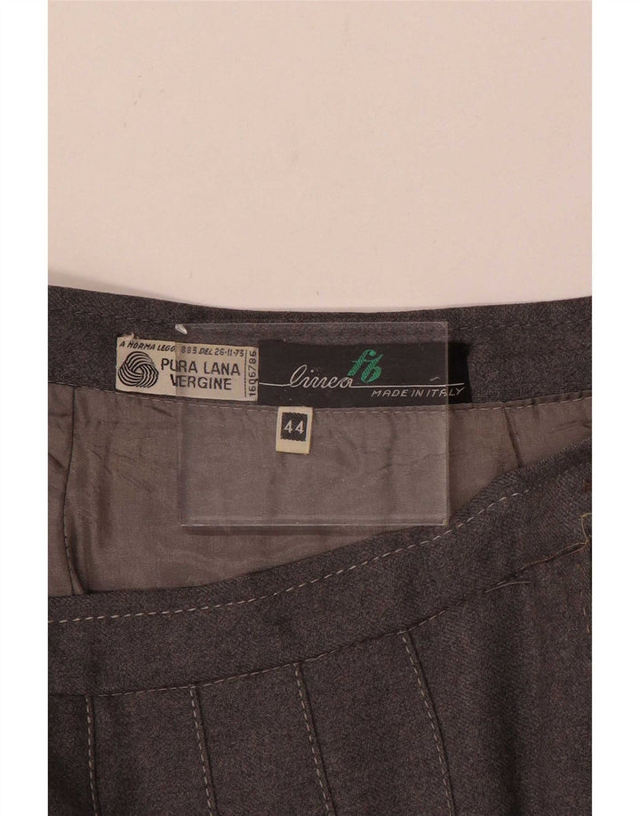 Gonna a pieghe vintage da donna IT 44 media W28 lana grigia