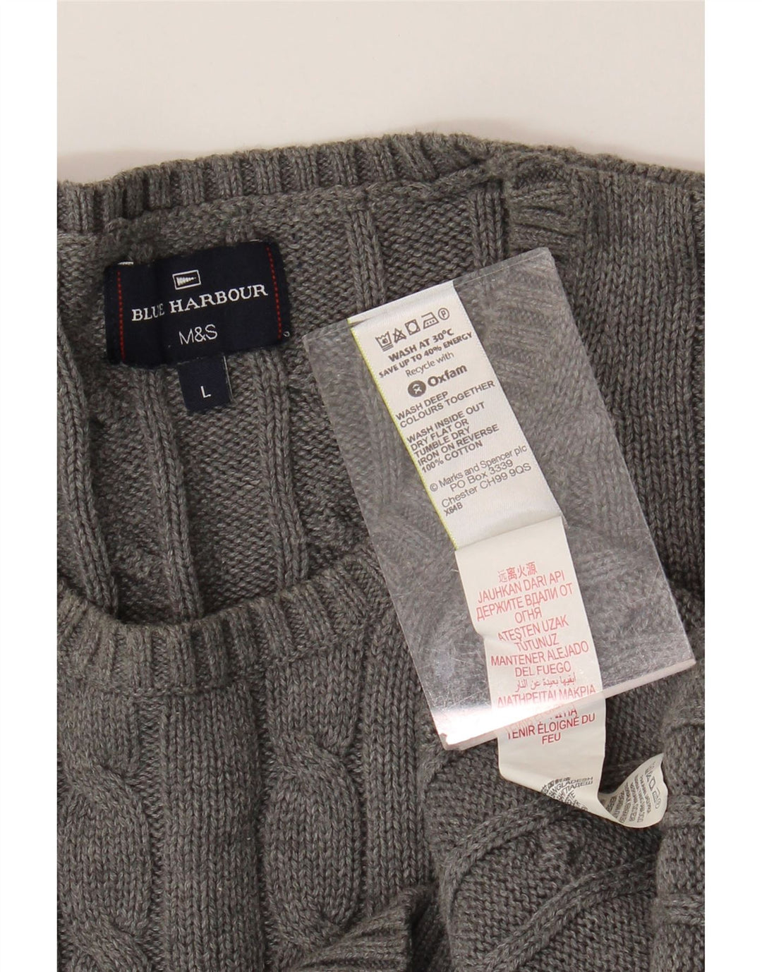 Maglione maglione girocollo da uomo Marks & Spencer blu Harbour grande grigio
