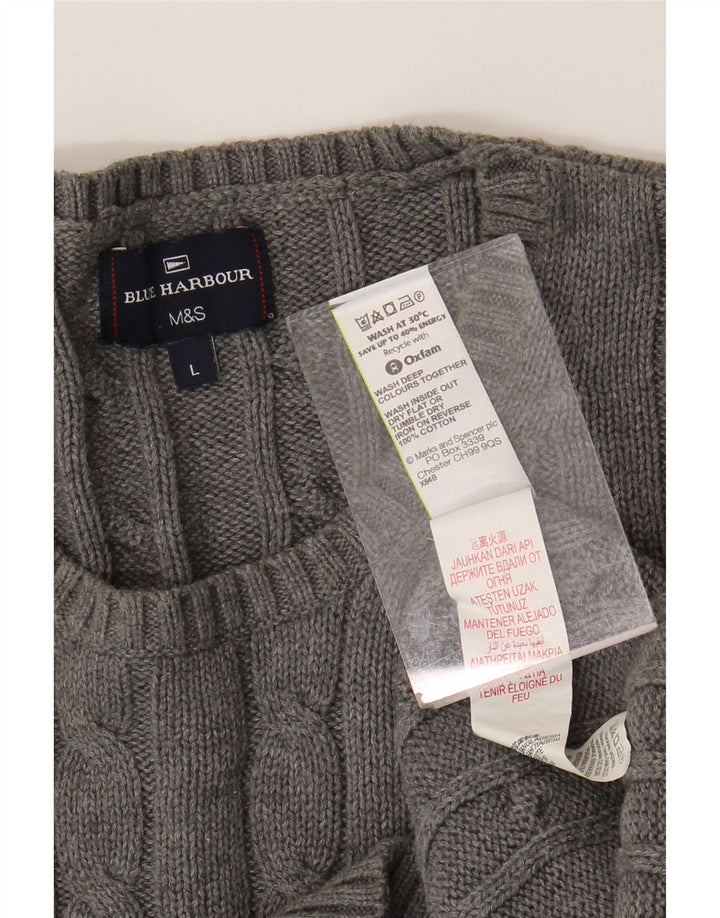 Maglione maglione girocollo da uomo Marks & Spencer blu Harbour grande grigio