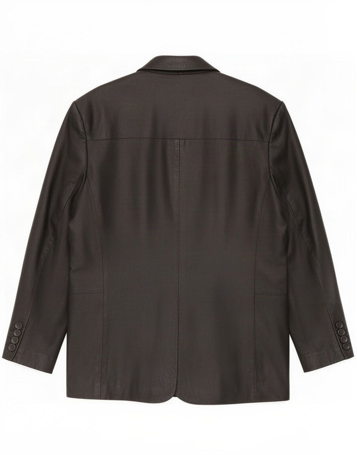 Giacca blazer in pelle da uomo vintage UK 42 XL nera