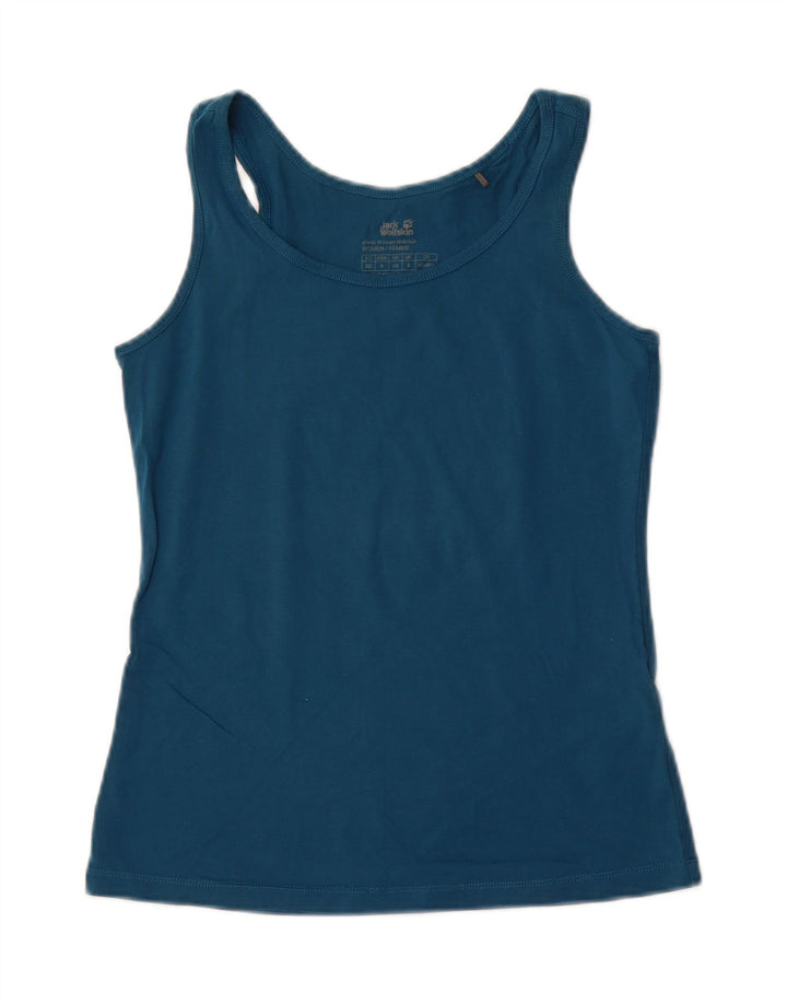 JACK WOLFSKIN Womens Vest Top UK 8 Small Navy Blue Cotton