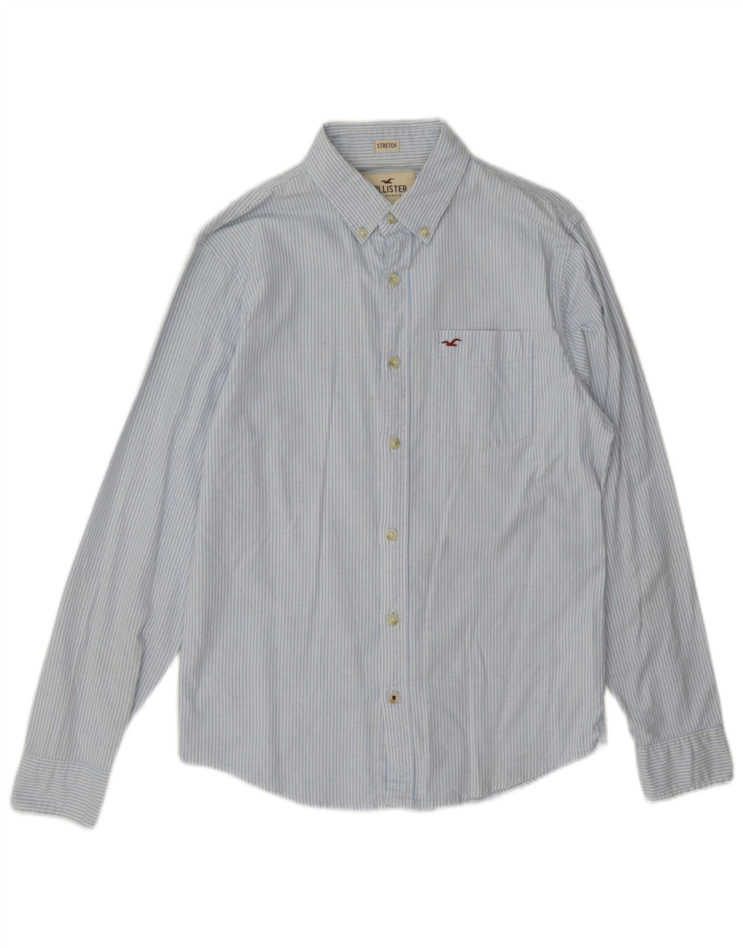Camicia Hollister da uomo piccola in cotone gessato blu