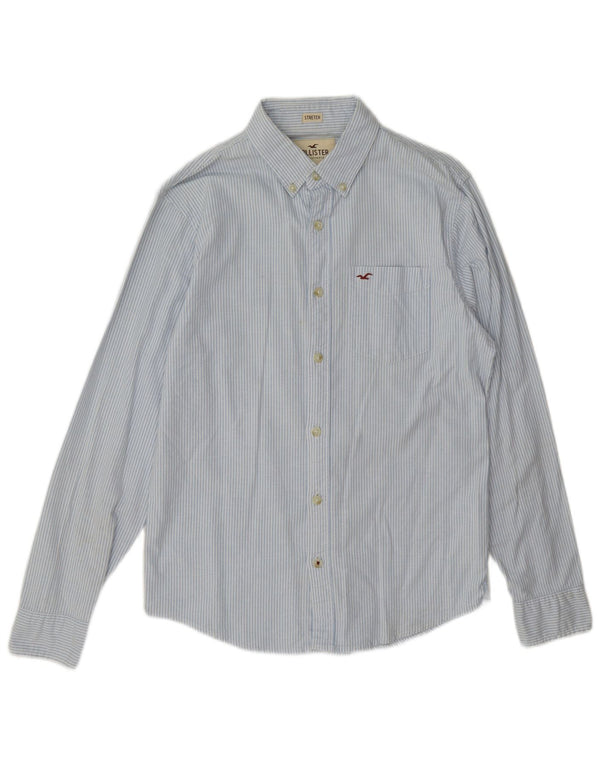 Camicia Hollister da uomo piccola in cotone gessato blu