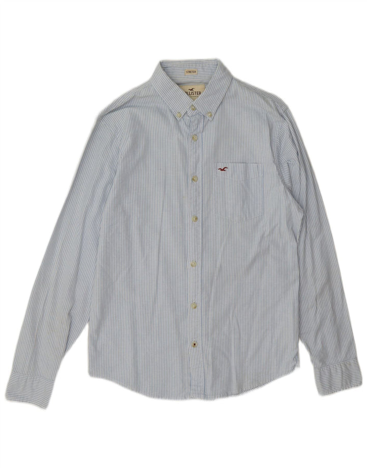 Camicia Hollister da uomo piccola in cotone gessato blu