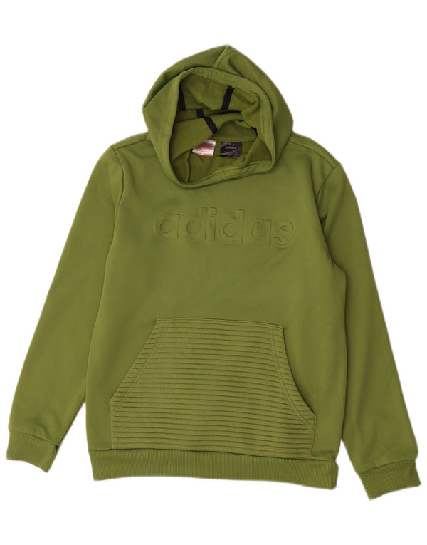 Adidas Boys Climawarm Graphic Hoodie Jumper 11-12 Years Khaki Polyester