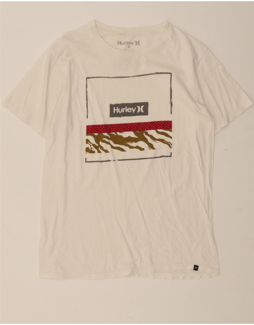 HURLEY Mens Graphic T-Shirt Top Medium White Cotton Vintage Hurley and Second-Hand Hurley from Messina Hembry 