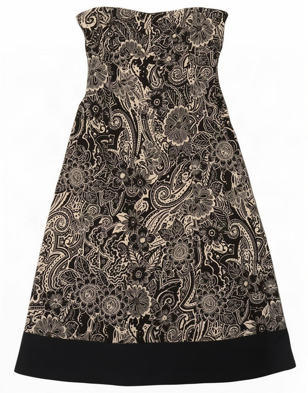 Coast Womens Strapless Dress UK 8 Small Black Paisley Cotton