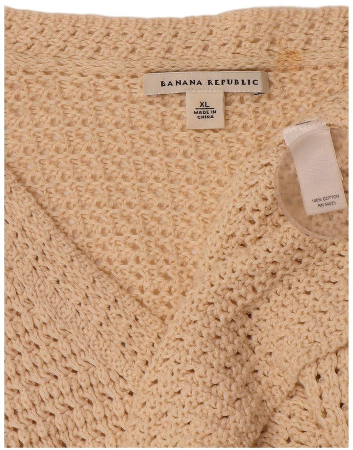 Maglione cardigan da donna BANANA REPUBLIC UK 18 XL Cotone beige