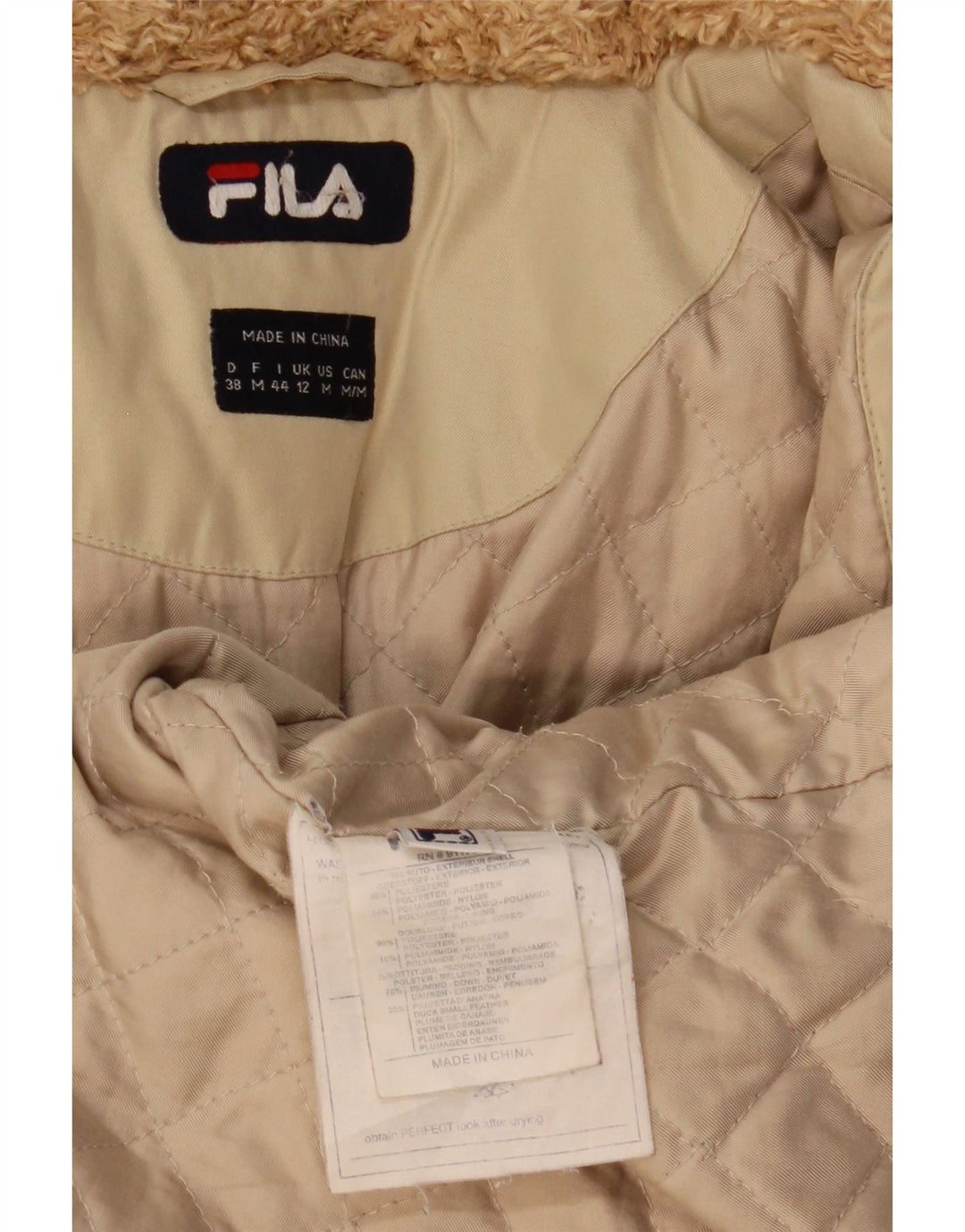 Giacca a vento con cappuccio da donna Fila UK 12 Poliestere beige medio
