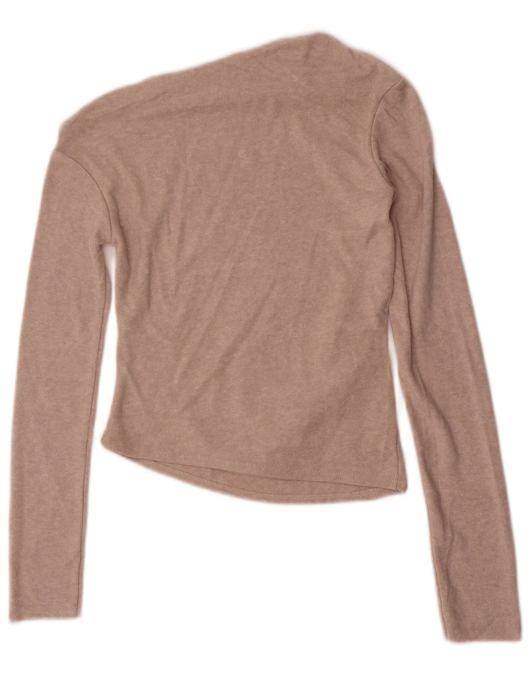 Top corto monospalla a maniche lunghe da donna Zara UK 8 piccolo beige