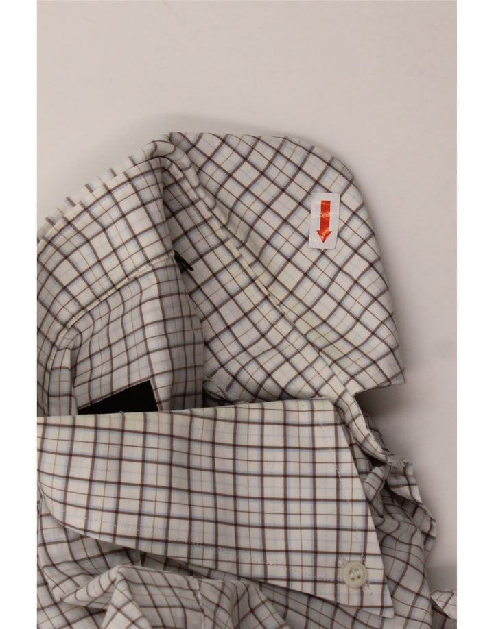 Camicia a maniche corte da uomo HUGO BOSS taglia 40 15 3/4 cotone medio a quadri bianco