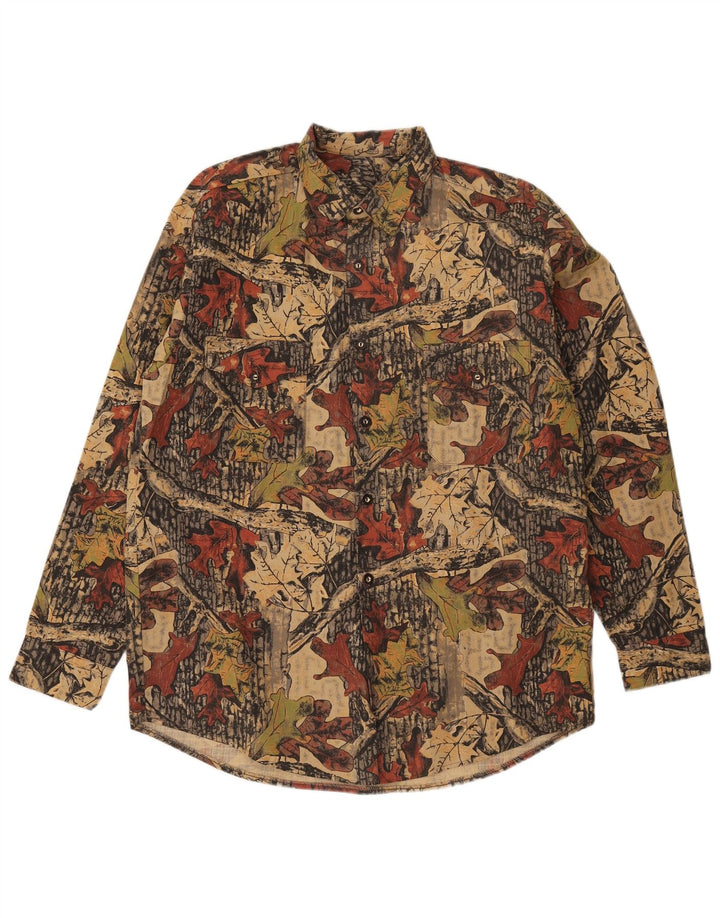 Camicia da caccia vintage da uomo grande mimetica multicolore