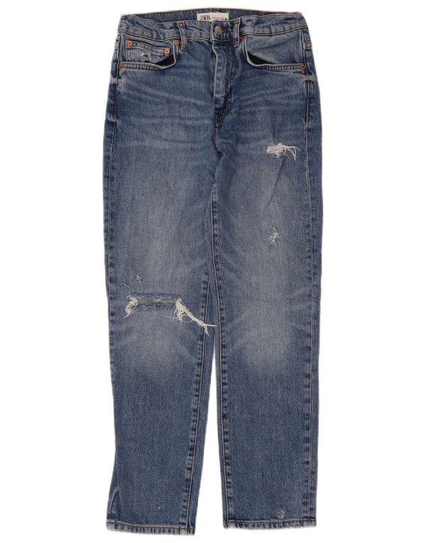 Jeans dritti effetto invecchiato da donna Zara EU 36 XS W26 L27 Blu