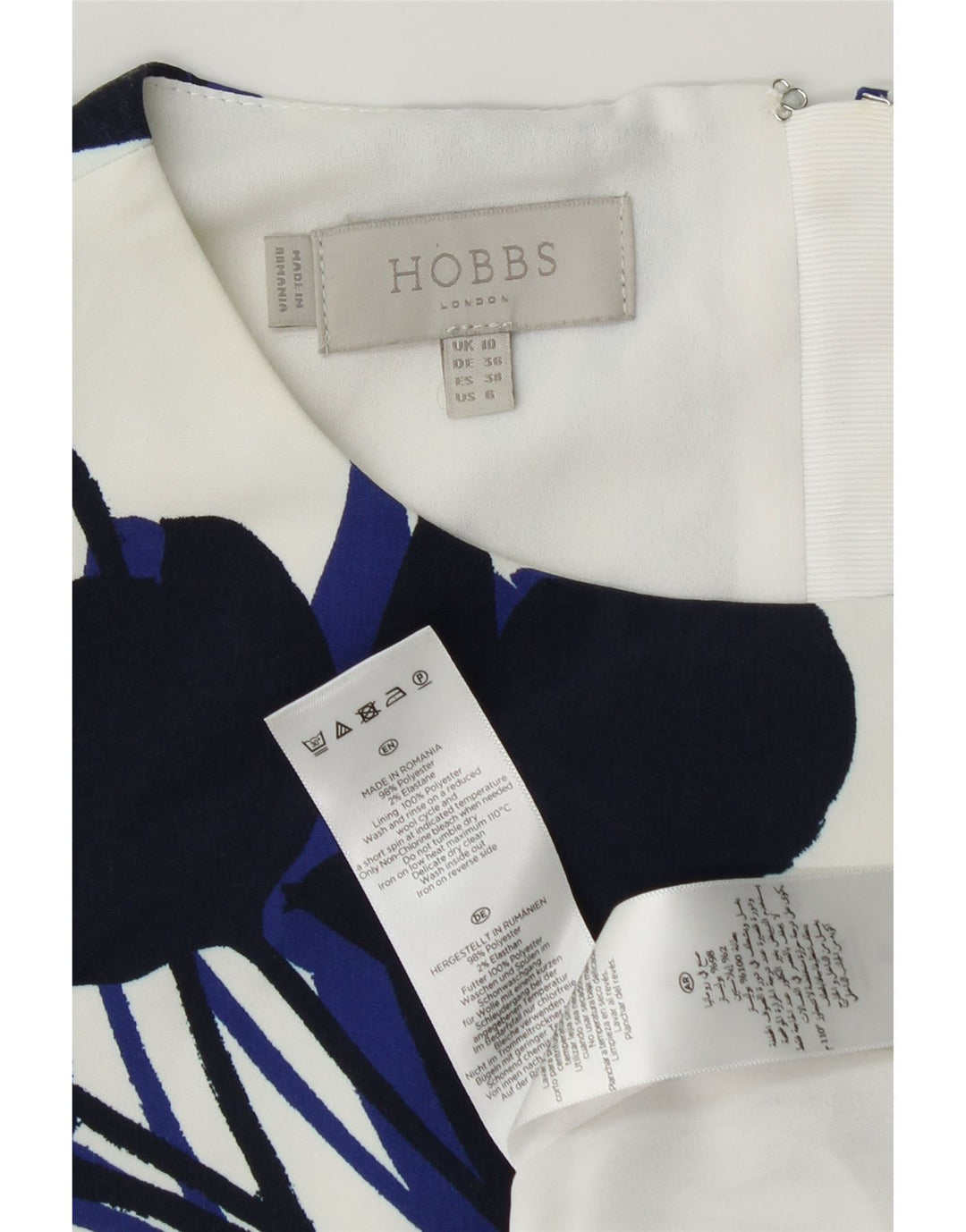Abito tubino da donna Hobbs UK 10 piccolo poliestere floreale bianco