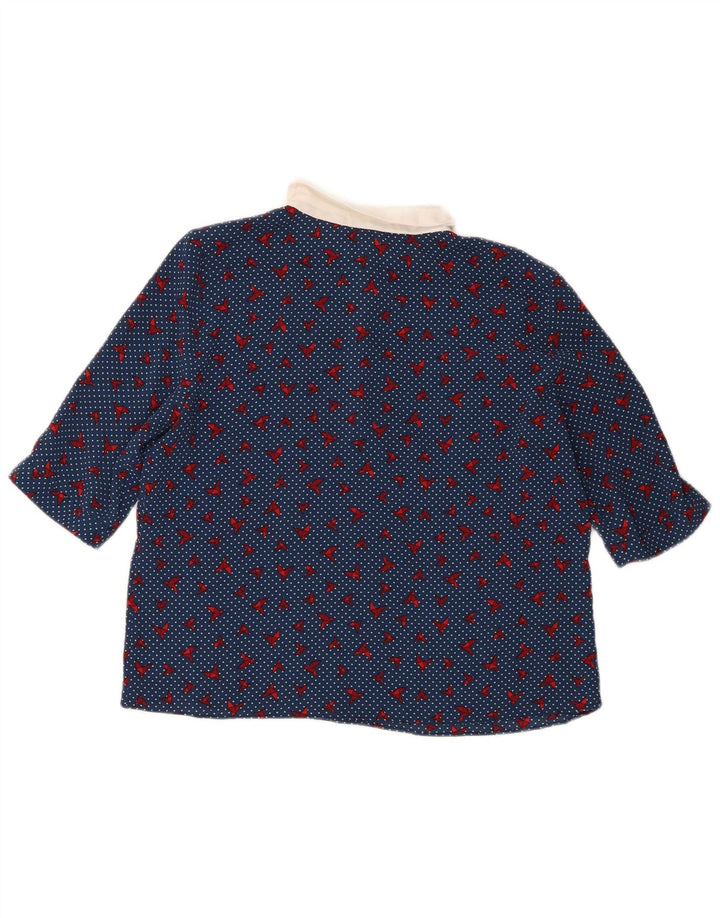 Top Zara Trafaluc da donna in camicetta UK 14 Poliestere maculato blu medio