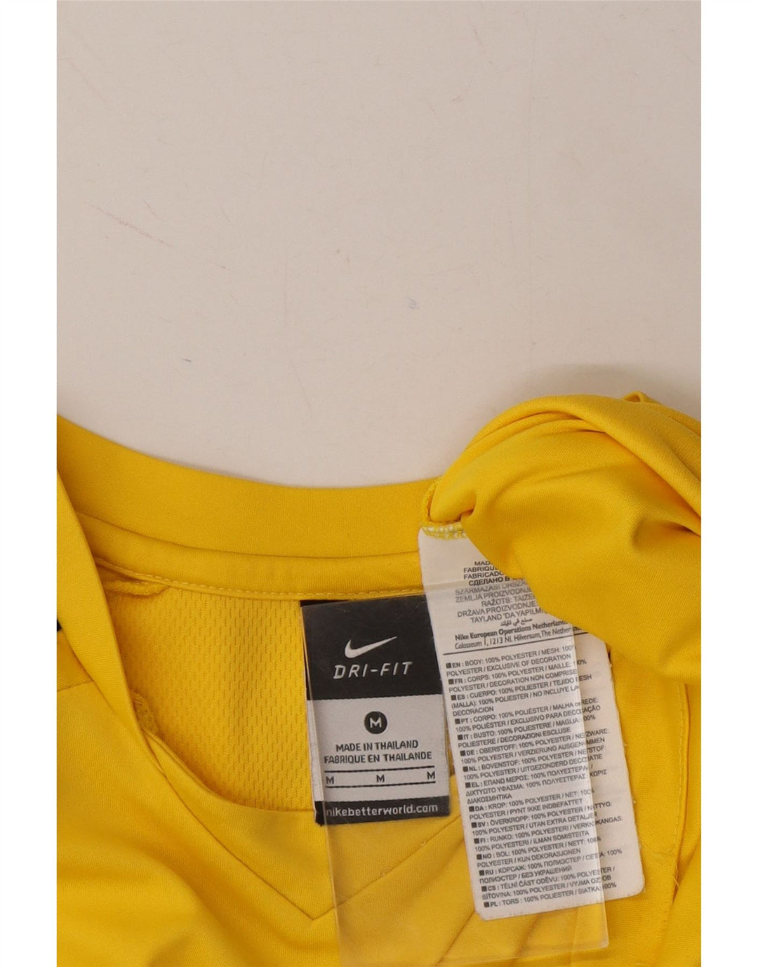NIKE Mens Dri Fit T-Shirt Top Medium Yellow Colourblock Polyester Vintage Nike and Second-Hand Nike from Messina Hembry 