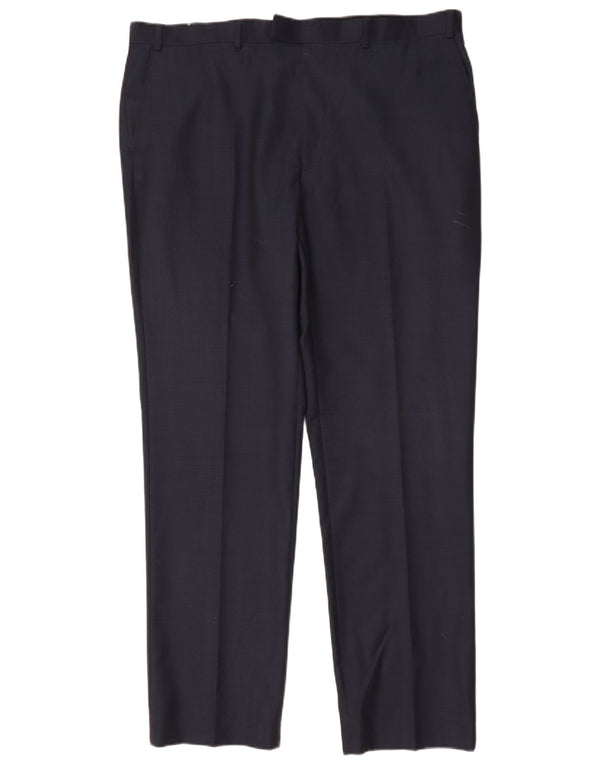 Pantaloni da abito dritti autografi da uomo Marks & Spencer W40 L33 blu navy