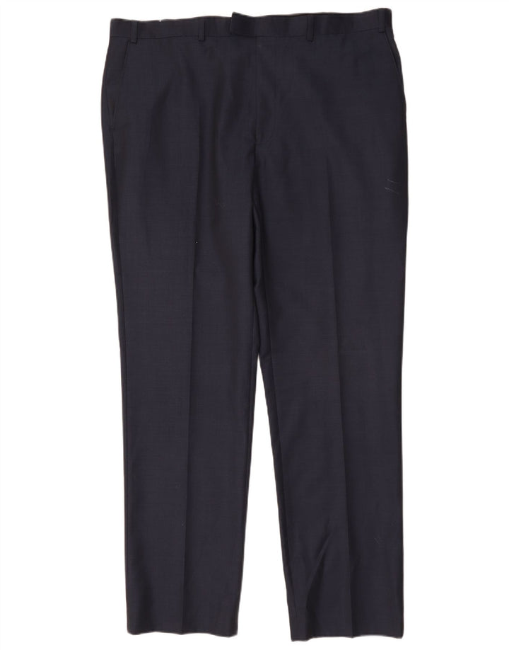 Pantaloni da abito dritti autografi da uomo Marks & Spencer W40 L33 blu navy